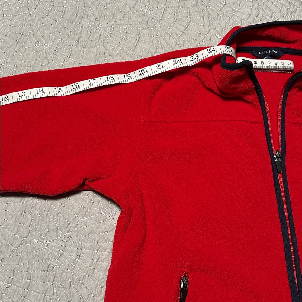 Lands' End Kids' Bright Red Fleece Jacket, EUC, Size Medium - Picture 8 of 10